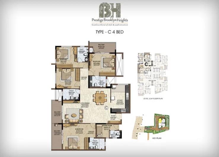 Prestige Brooklyn Heights 4 BHK floor plan