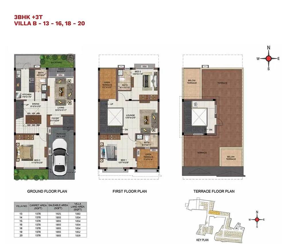 CasaGrand Vistaaz 3 BHK floor plan, about 1,883 sq ft