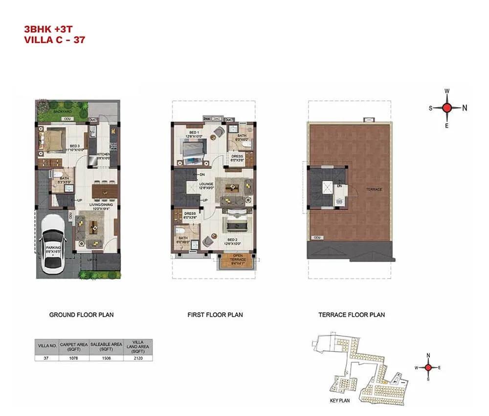 CasaGrand Vistaaz 3 BHK floor plan, about 2,120 sq ft