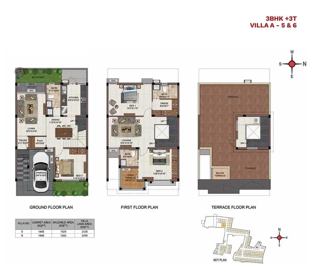 CasaGrand Vistaaz 3 BHK floor plan, about 2,338 sq ft