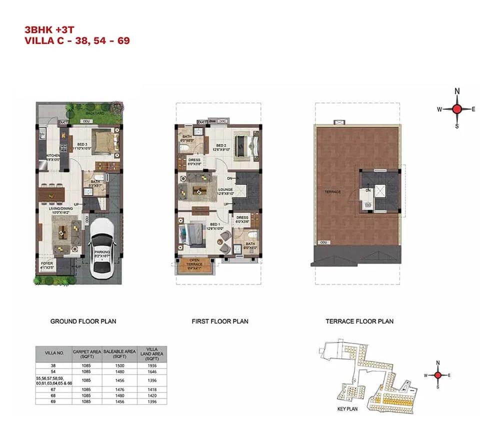 CasaGrand Vistaaz 3 BHK floor plan, about 1,396 sq ft