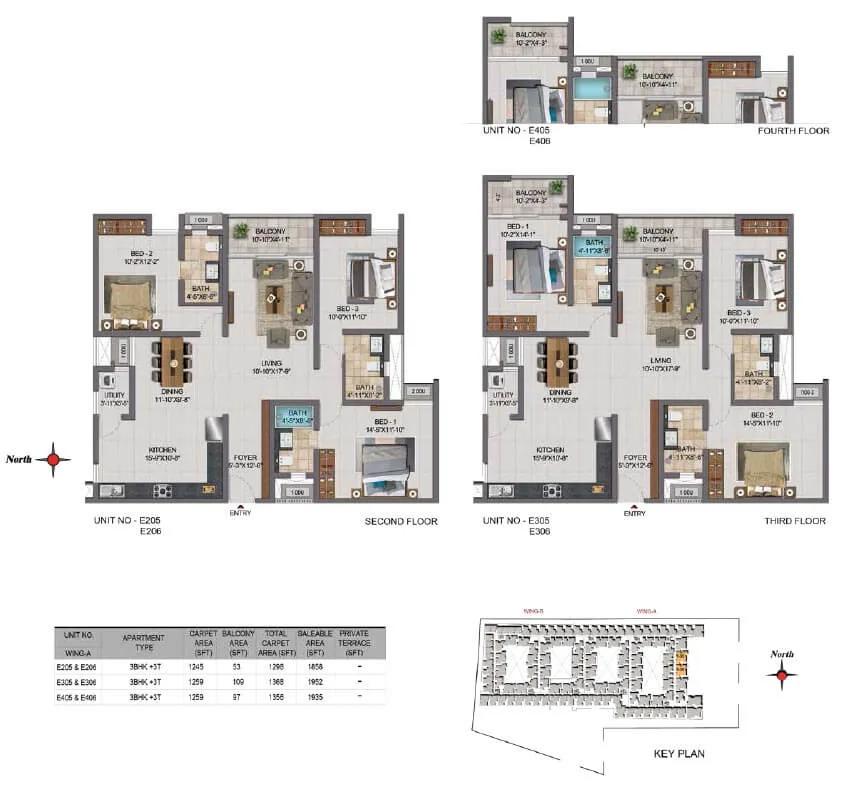 CasaGrand Boulevard 3 BHK floor plan, about 1,858 sq ft