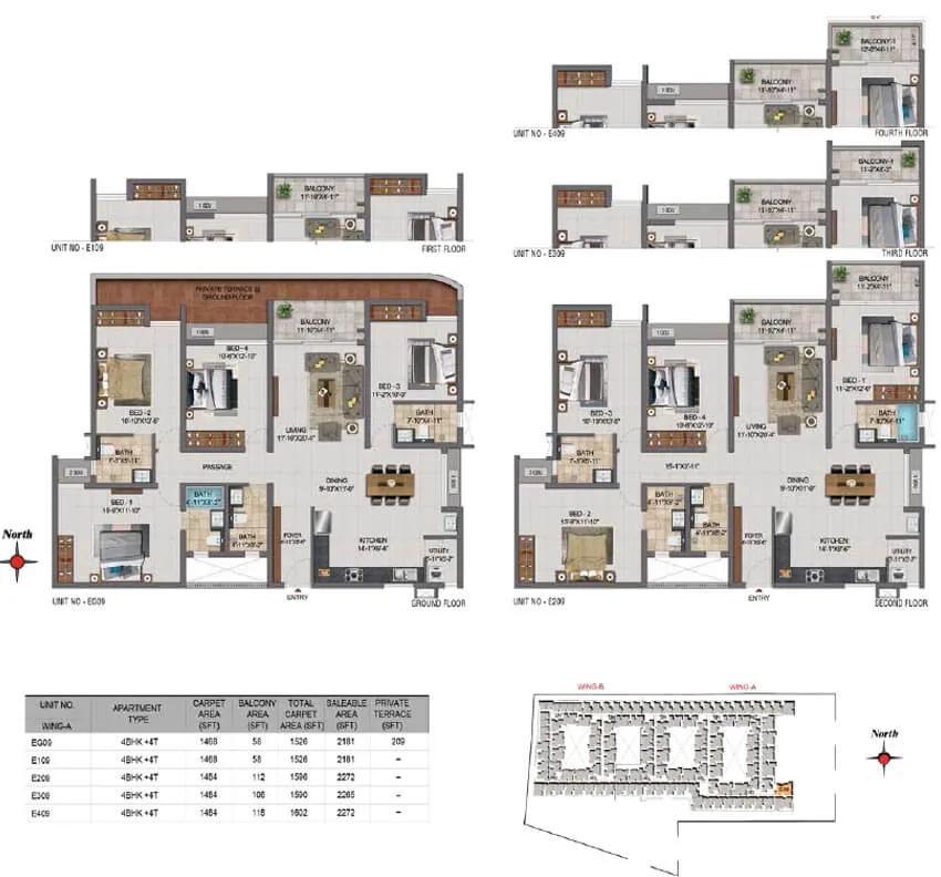 CasaGrand Boulevard 4 BHK floor plan, about 2,181 sq ft
