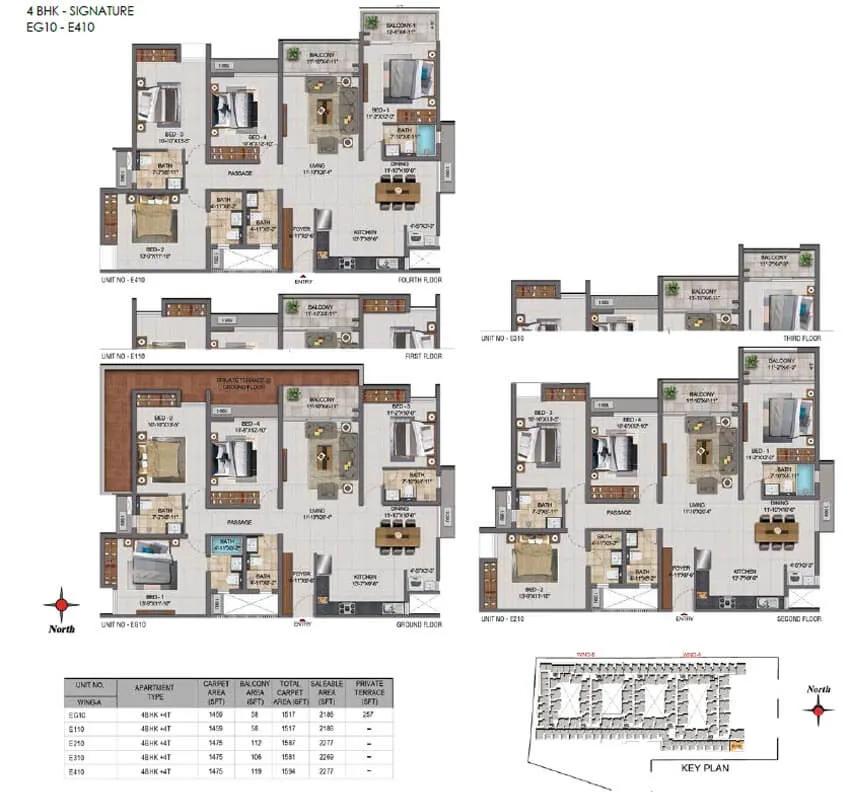 CasaGrand Boulevard 4 BHK floor plan, about 2,277 sq ft