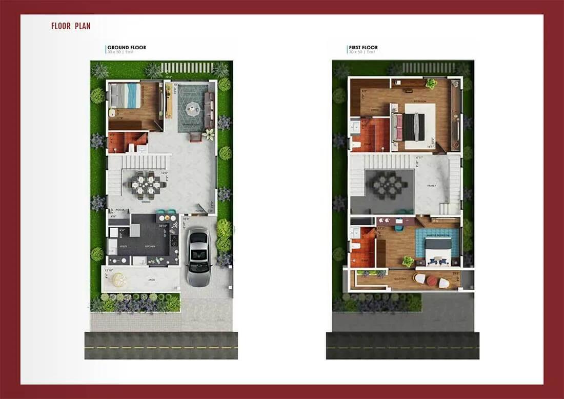 Bluejay Malgudi 3 BHK floor plan