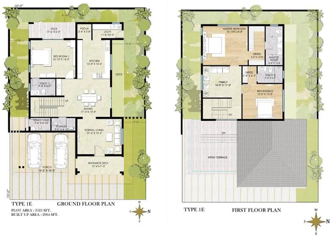 Chaithanya Samarth Villas 3 BHK floor plan, about 2,964 sq ft
