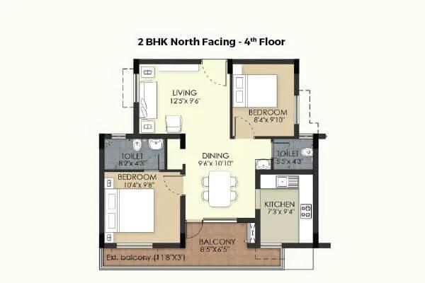 TVS Emerald Green Acres 2 BHK floor plan