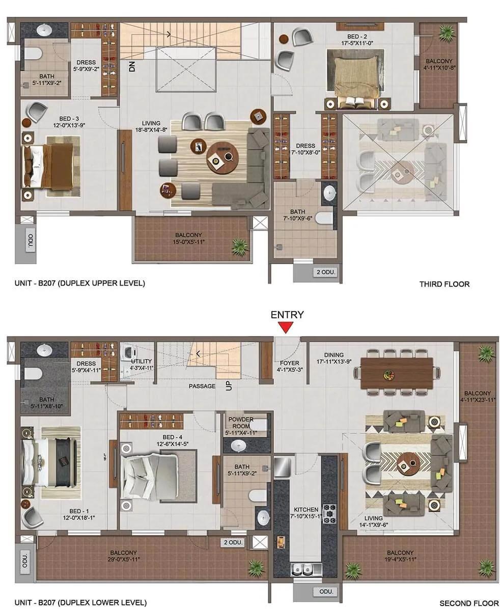Casagrand Utopia 4 BHK floor plan, about 4,144 sq ft