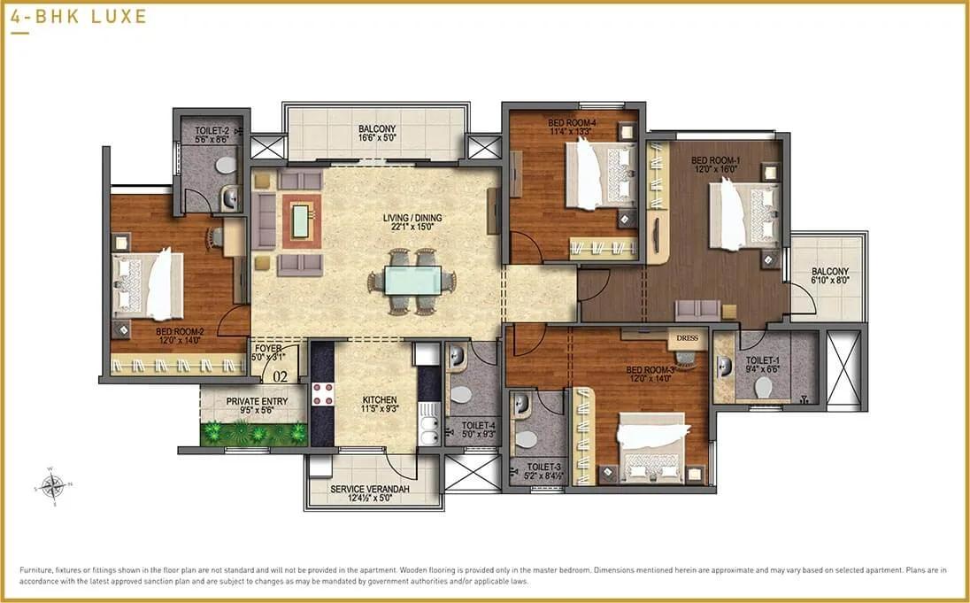 Purva Somerset House 4 BHK floor plan