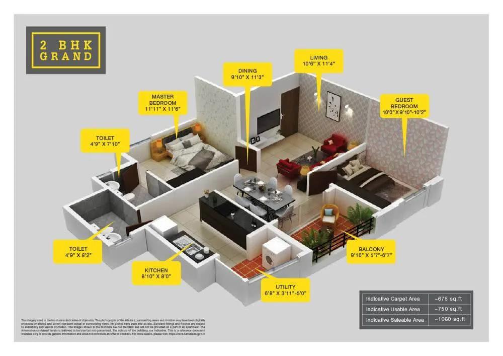 Provident ParkWoods 2 BHK floor plan