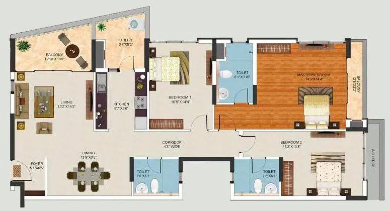 Mantri Lithos 3 BHK floor plan