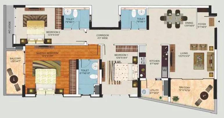Mantri Lithos 3 BHK floor plan