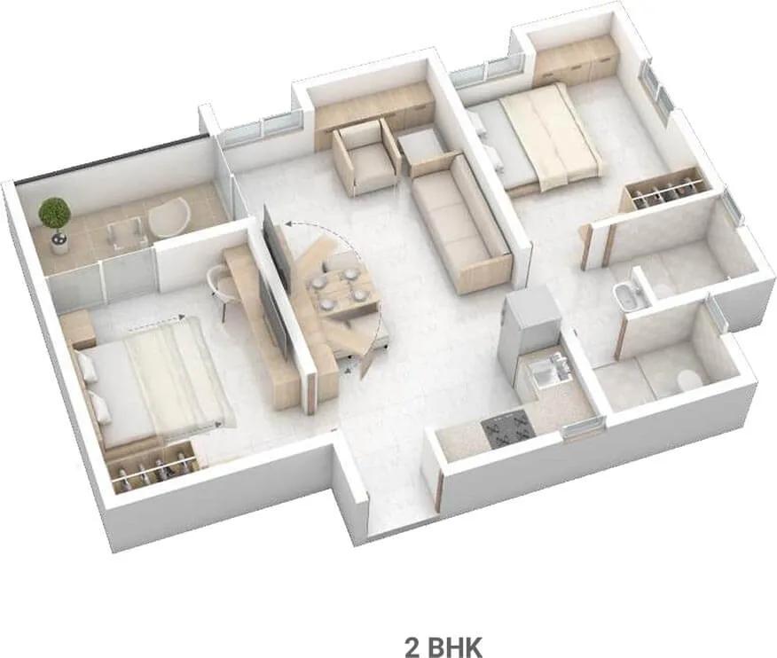 Rohan Anand 2 BHK floor plan