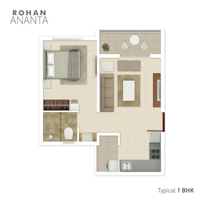 Rohan Ananta 1 BHK floor plan
