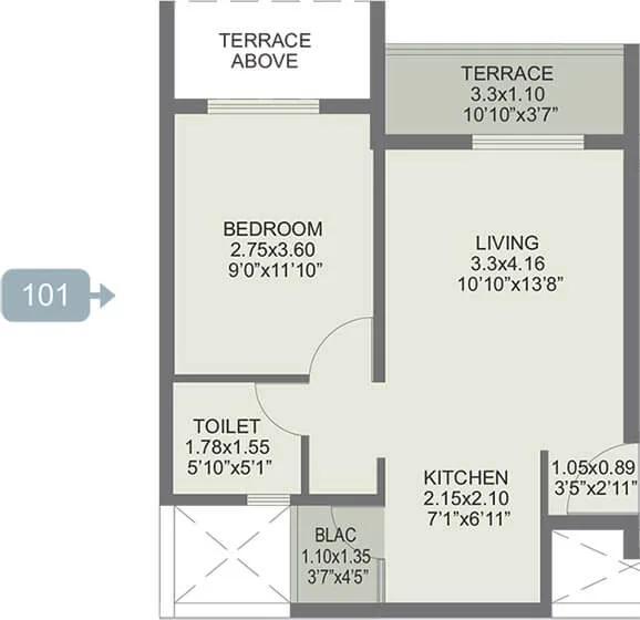 Rohan Ananta 1 BHK floor plan