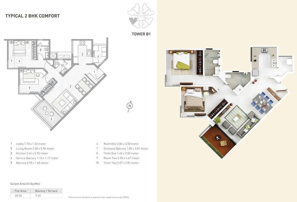 Kasturi Eon Homes 2 BHK floor plan