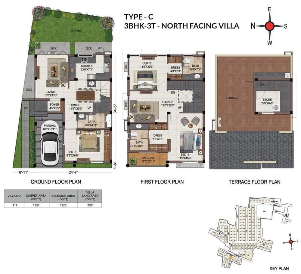 Casagrand Grandio 3 BHK floor plan, about 1,820 sq ft