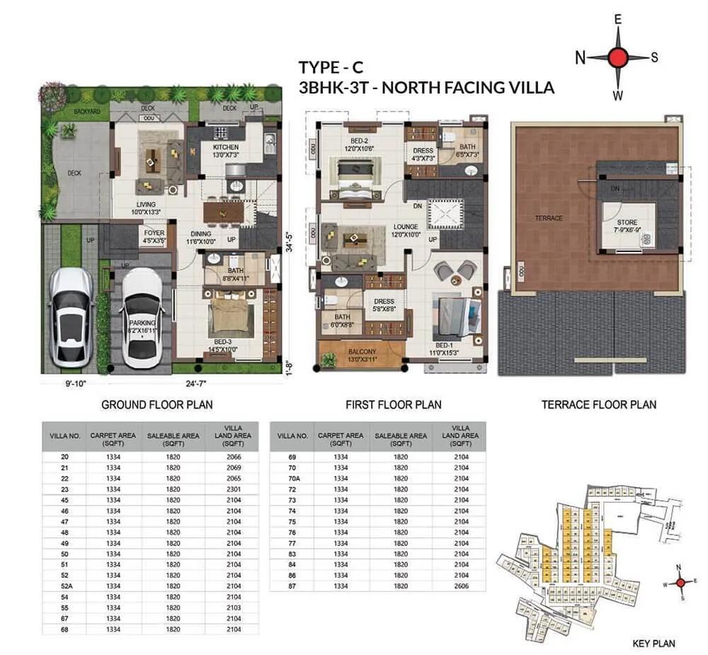 Casagrand Grandio 3 BHK floor plan, about 1,820 sq ft