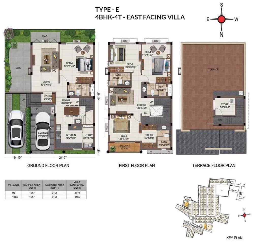 Casagrand Grandio 4 BHK floor plan, about 2,154 sq ft