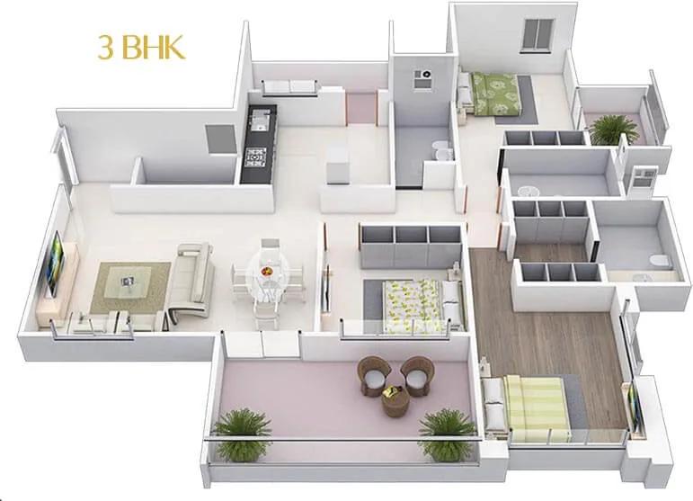 Kolte Patil 24K Stargaze 3 BHK floor plan