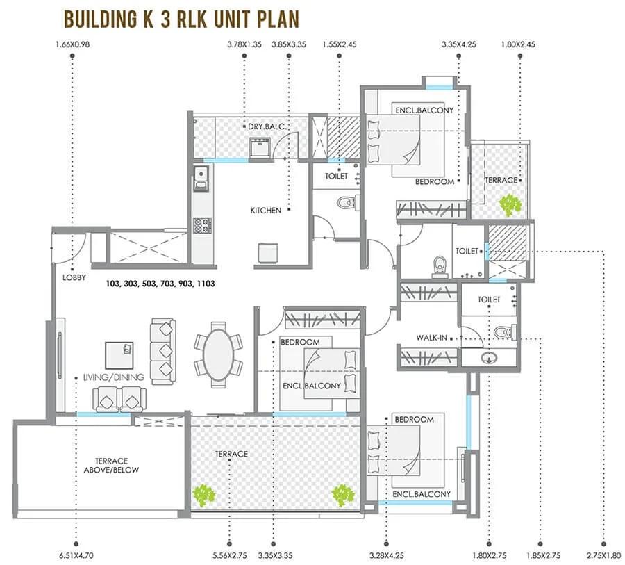 Kolte Patil 24K Stargaze 3 BHK floor plan