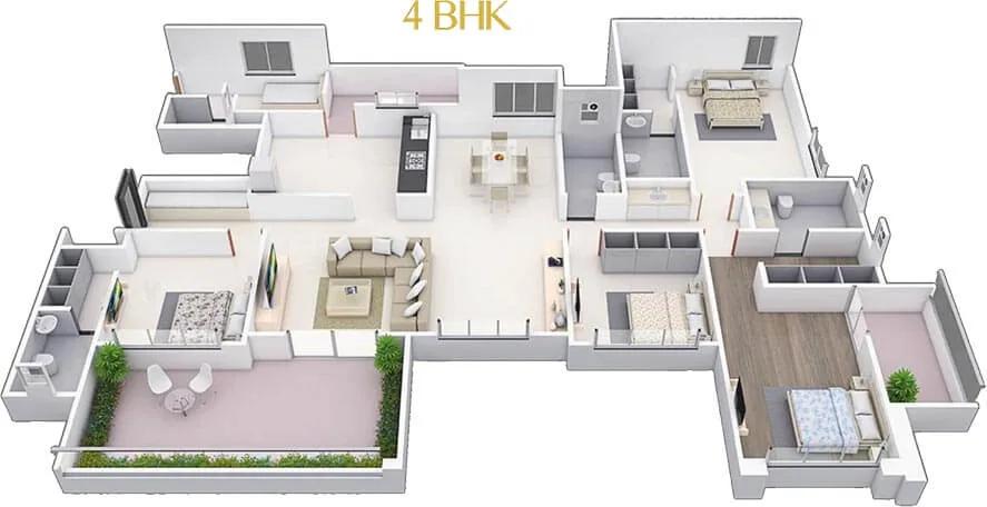Kolte Patil 24K Stargaze 4 BHK floor plan