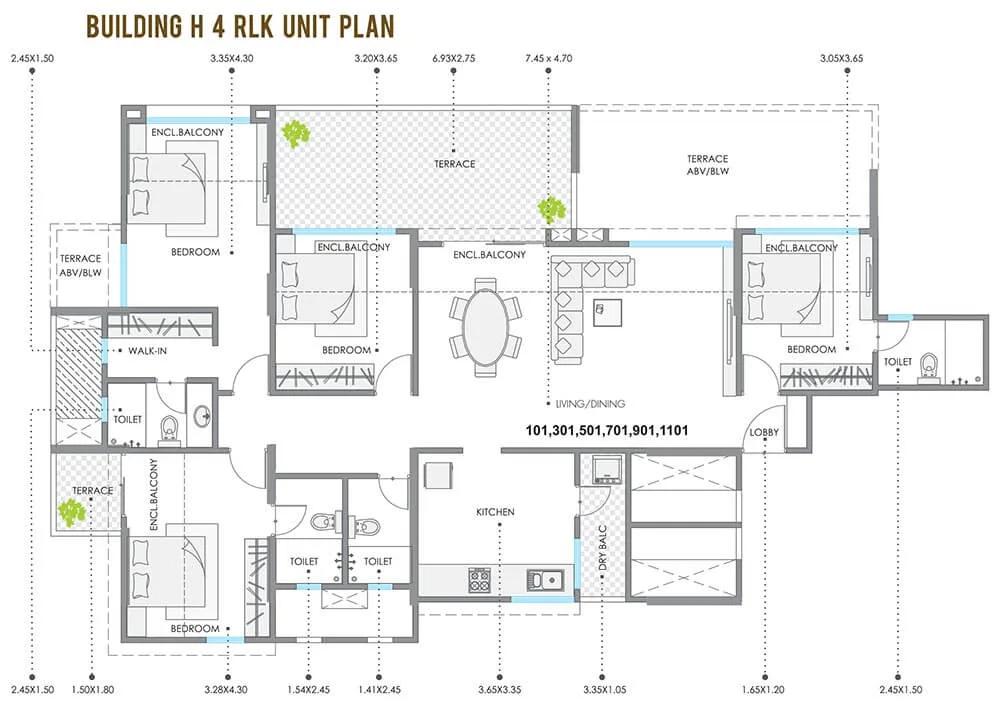 Kolte Patil 24K Stargaze 4 BHK floor plan