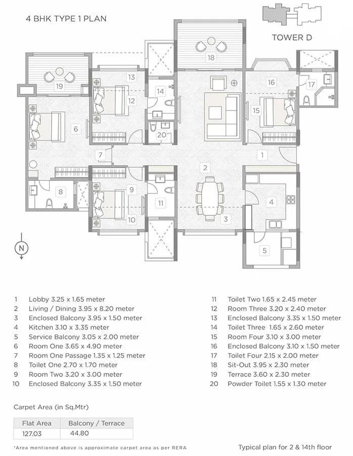 Kasturi Epitome 4 BHK floor plan