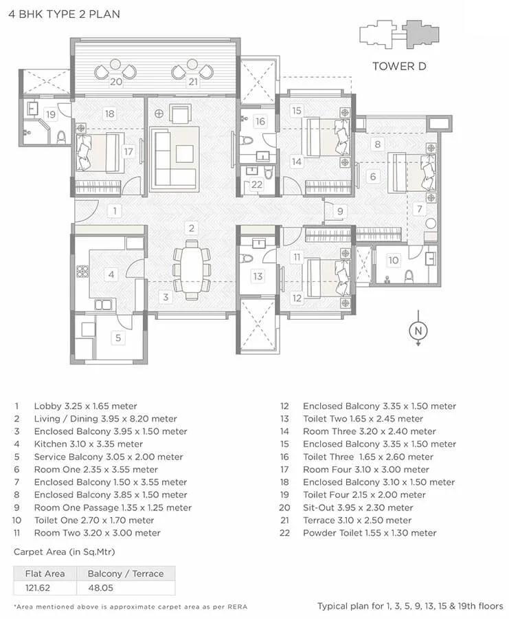 Kasturi Epitome 4 BHK floor plan
