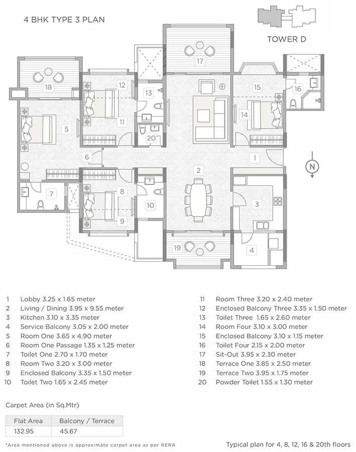 Kasturi Epitome 4 BHK floor plan