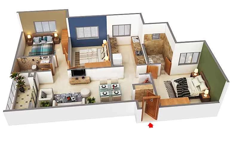 Svamitva Emerald Square 3 BHK floor plan, about 1,394 sq ft