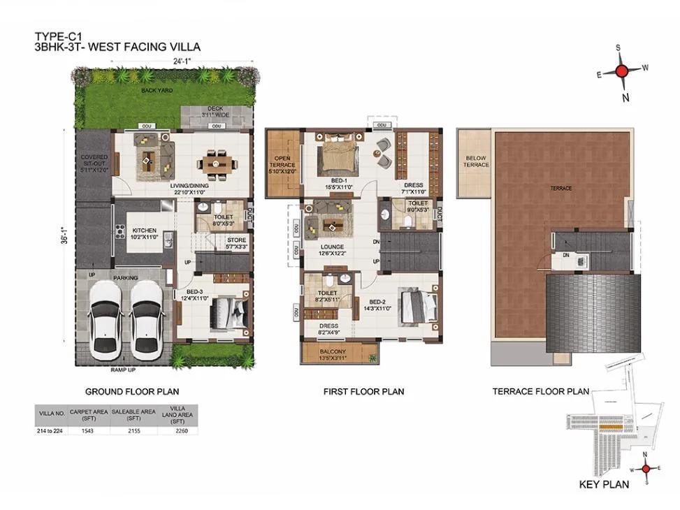CasaGrand Platinum Villas 3 BHK floor plan