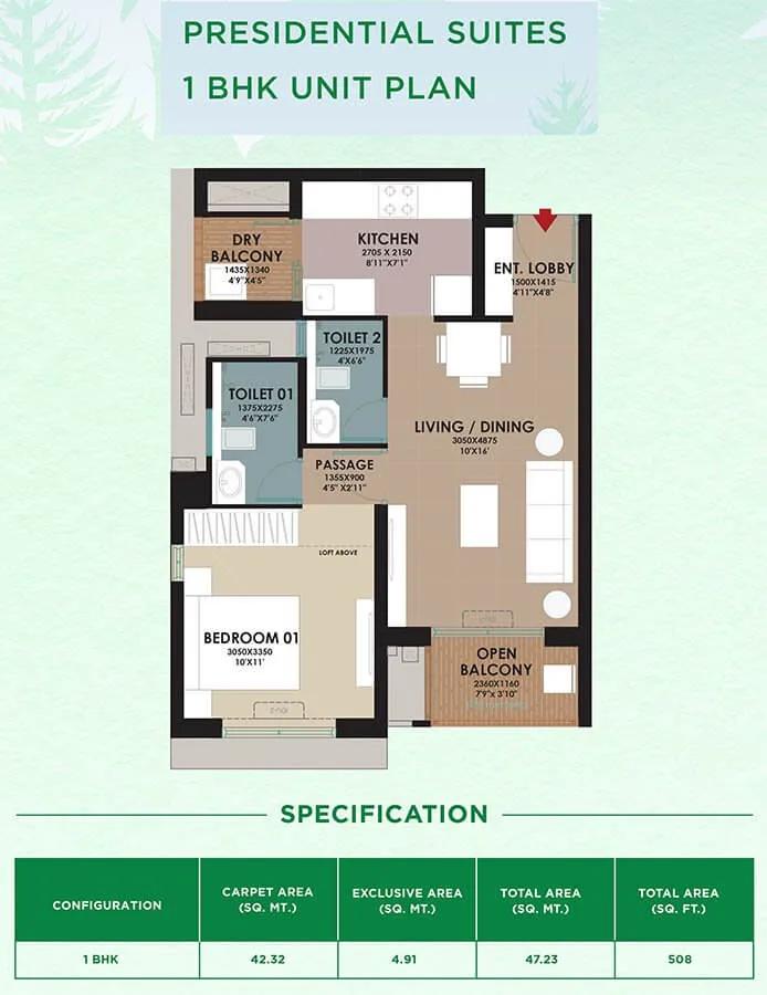 Godrej Woodsville 1 BHK floor plan