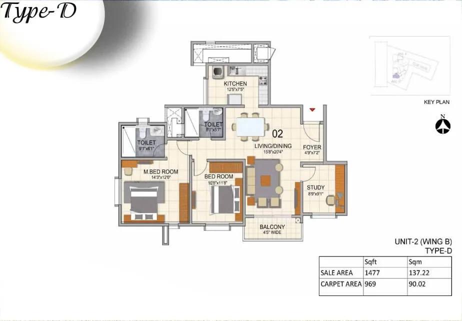 Prestige North Point 2 BHK floor plan