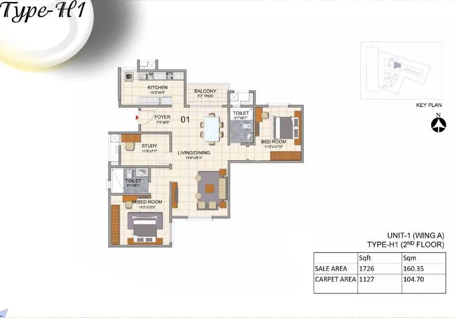 Prestige North Point 2.5 BHK floor plan