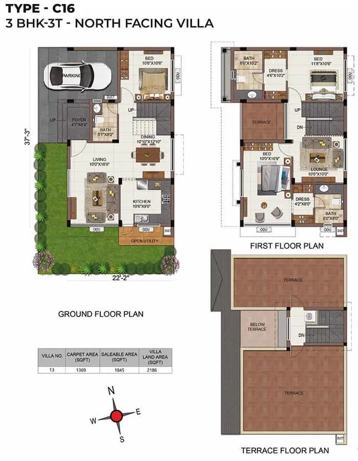 CasaGrand Mabelle 3 BHK floor plan