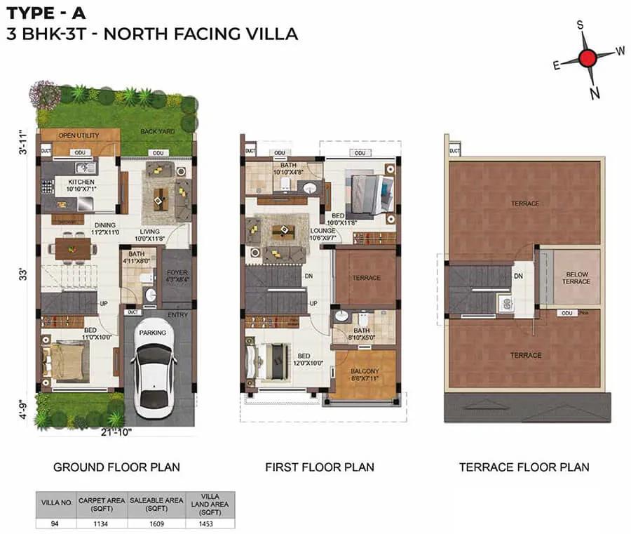 CasaGrand Mabelle 3 BHK floor plan