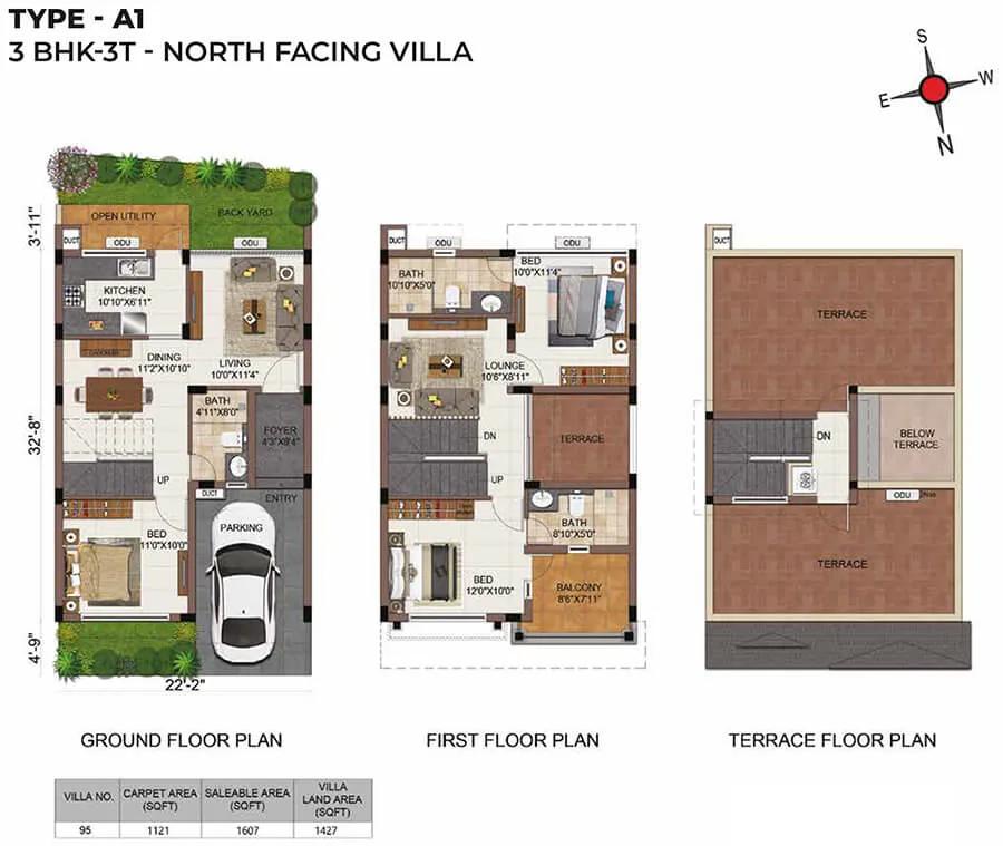 CasaGrand Mabelle 3 BHK floor plan