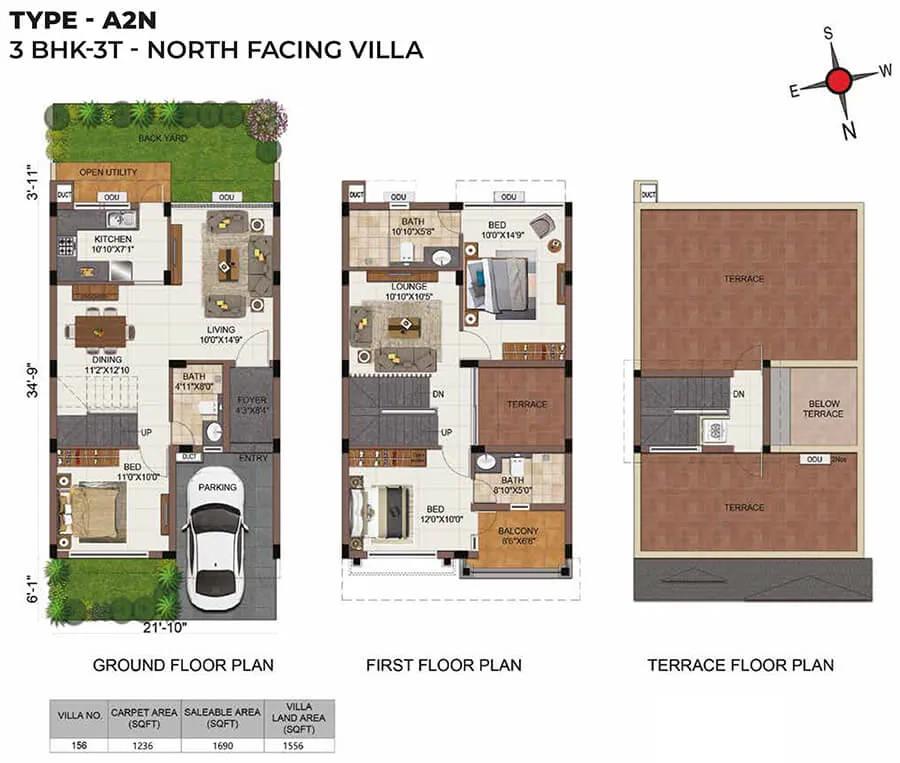 CasaGrand Mabelle 3 BHK floor plan
