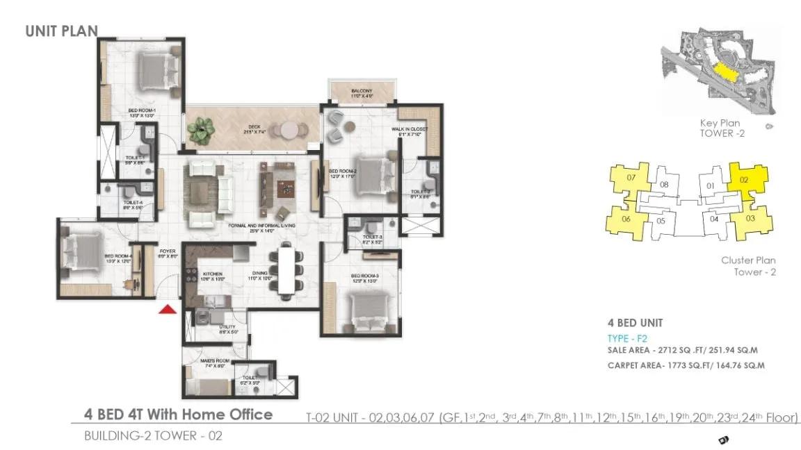Prestige Serenity Shores 4 BHK floor plan, about 2,712 sq ft