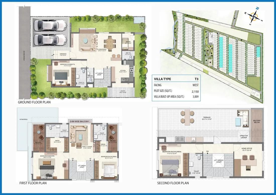 Urbanrise Codename City with Infinite Life 4 BHK floor plan, about 3,009 sq ft