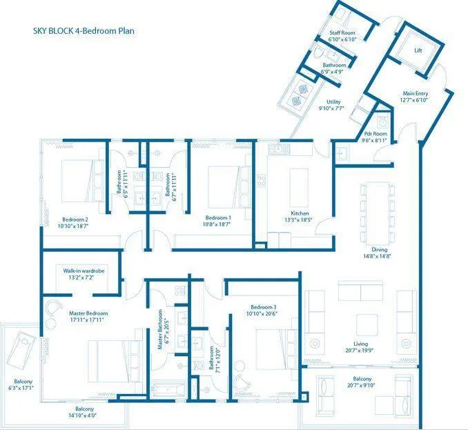 Embassy Lake Terraces 4 BHK floor plan