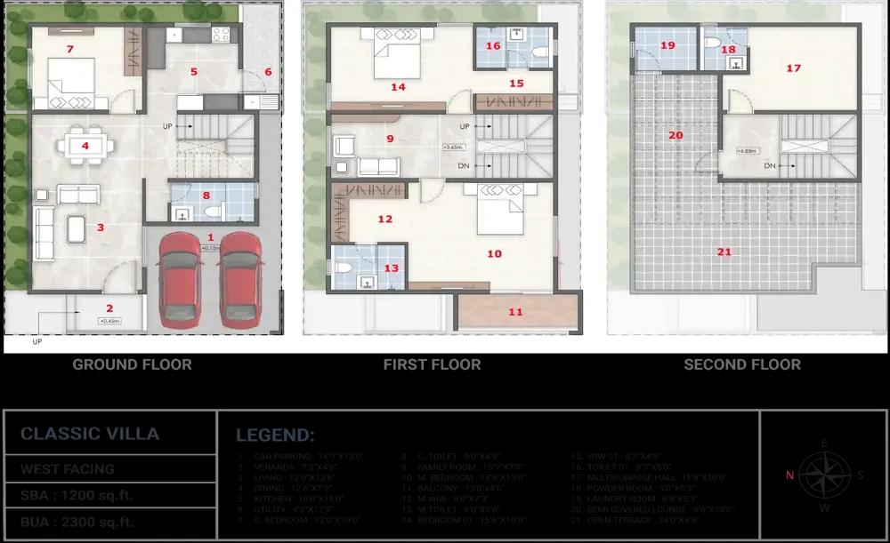 IRA By The Banks 3 BHK floor plan, about 2,300 sq ft
