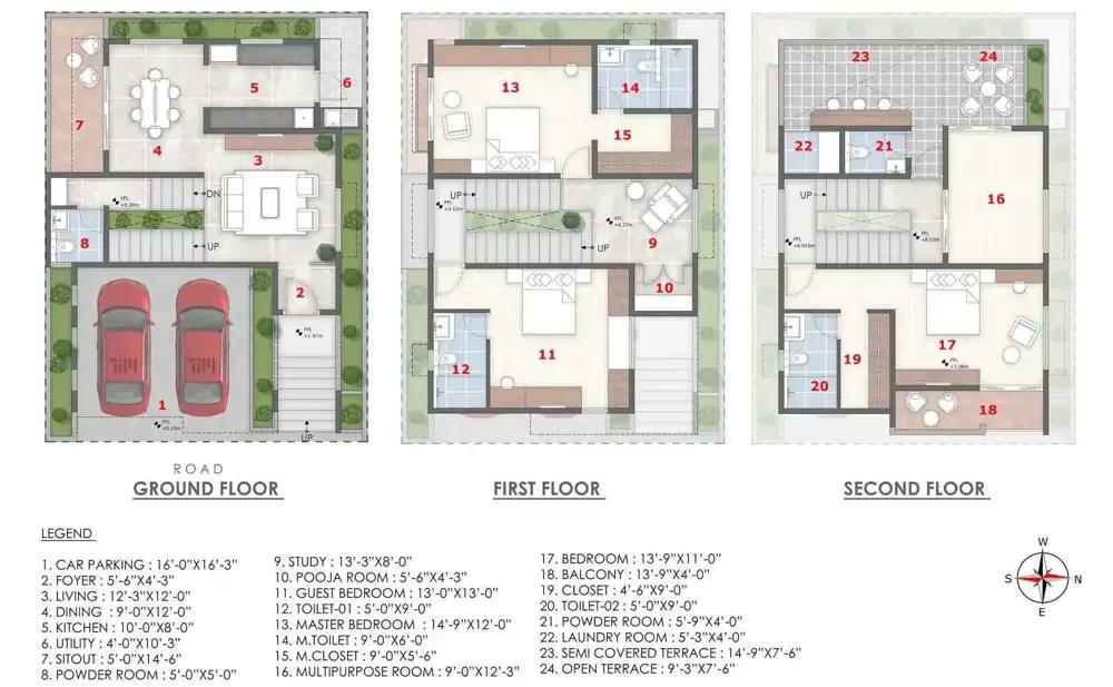 IRA By The Banks 3 BHK floor plan, about 2,400 sq ft