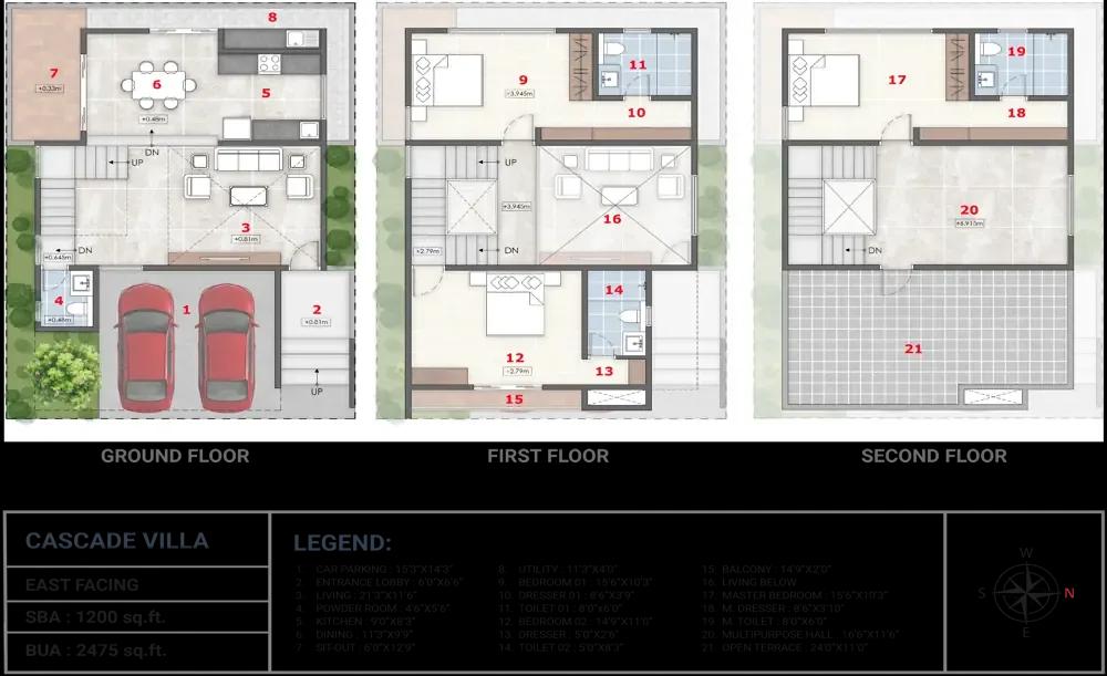 IRA By The Banks 3 BHK floor plan, about 2,475 sq ft