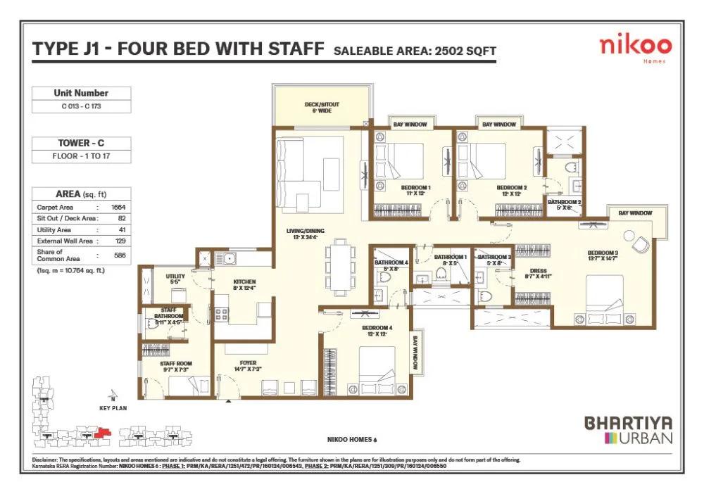 Nikoo Homes 6 4 BHK floor plan, about 2,502 sq ft