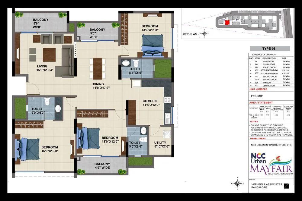 NCC Urban Mayfair 3 BHK floor plan