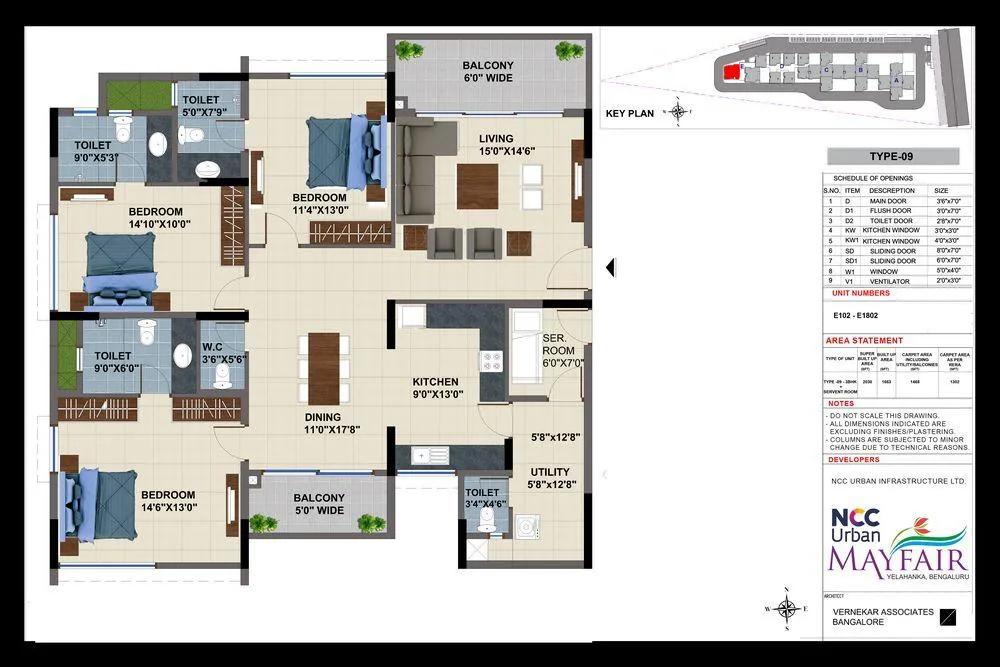 NCC Urban Mayfair 3 BHK floor plan