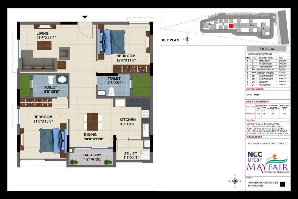 NCC Urban Mayfair 2 BHK floor plan