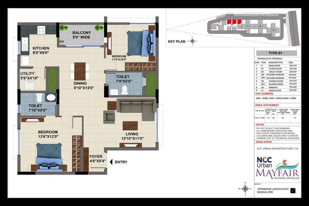 NCC Urban Mayfair 2 BHK floor plan